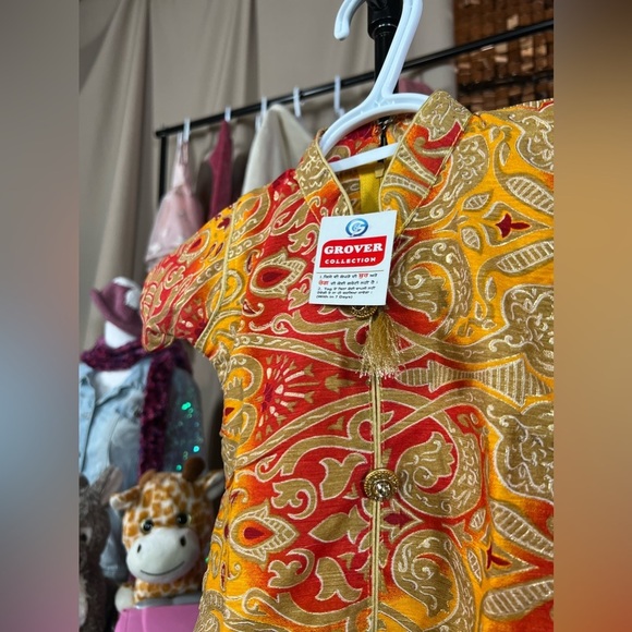 191. NWT Grover Collection Red, Orange Gold Tunic with Crystal Beading Size 22 - Picture 3 of 4